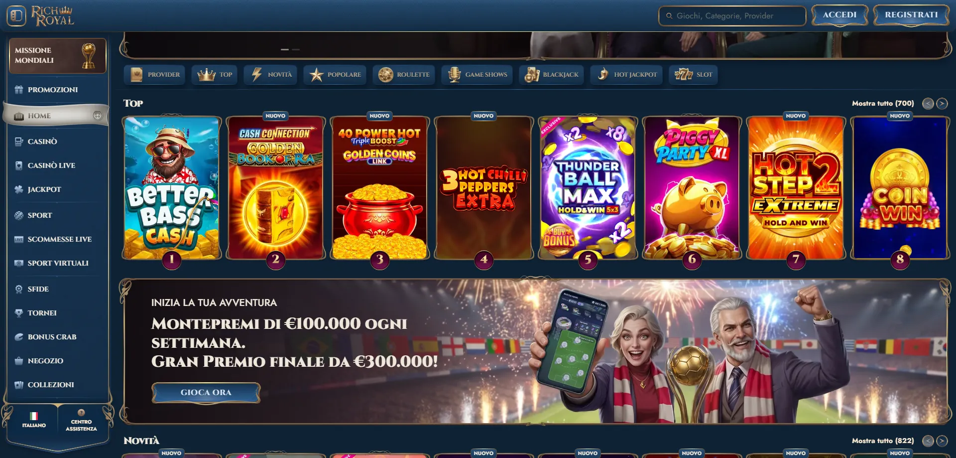 RichRoyal Casino giochi online slot machine jackpot progressivi